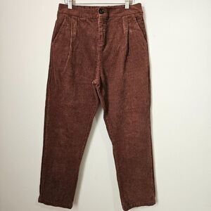 EUC CORDUROY PLEATED TAPERED PANTS RUST SIZE LARGE